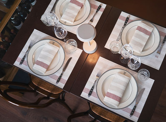 Restaurant table set for dining